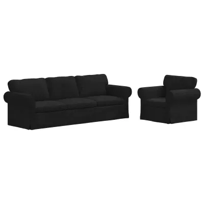 vidaXL Kavč 2 pcs Črna Splošne dimenzije: 245 x 82 x 80 cm (Š x G x V)