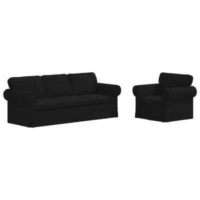 vidaXL Kavč 2 pcs Črna Splošne dimenzije: 215 x 82 x 80 cm (Š x G x V)