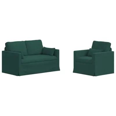 vidaXL Kavč 2 pcs Temno zelena