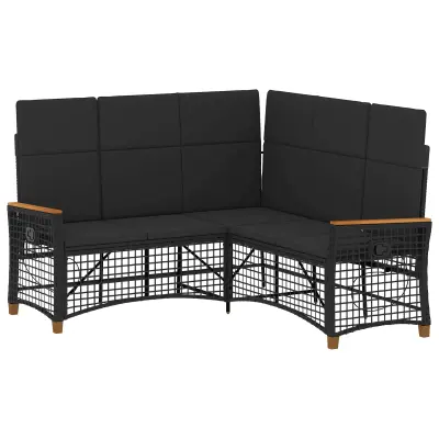 vidaXL Vrtni zložljivi kavč Črna 164 x 164 x 112 cm poli ratan