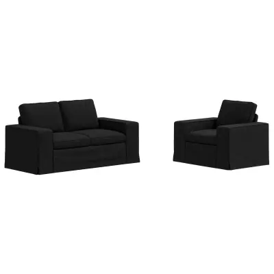 vidaXL Kavč 2 pcs Črna Splošne dimenzije: 162 x 80 x 82 cm (Š x G x V)