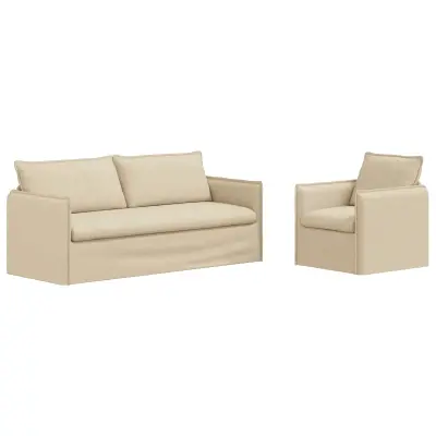 vidaXL Kavč 2 pcs krema