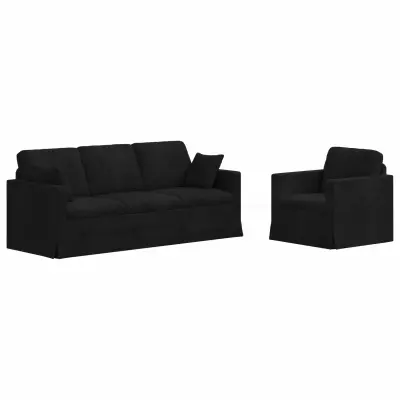 vidaXL Kavč 2 pcs Črna Splošne dimenzije: 198 x 78 x 80 cm (Š x G x V)