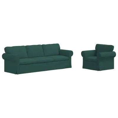 vidaXL Kavč 2 pcs Temno zelena