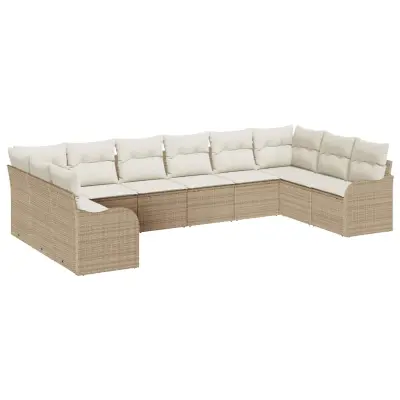 vidaXL Vrtna sedežna garnitura Bež poli ratan