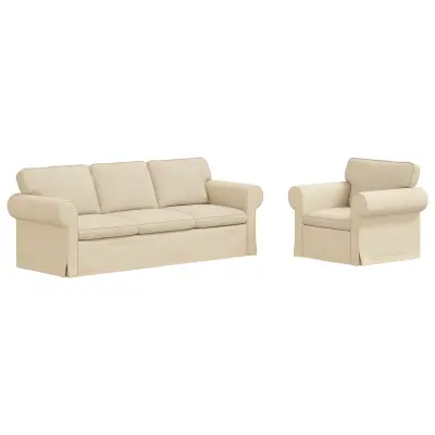 vidaXL Kavč 2 pcs krema