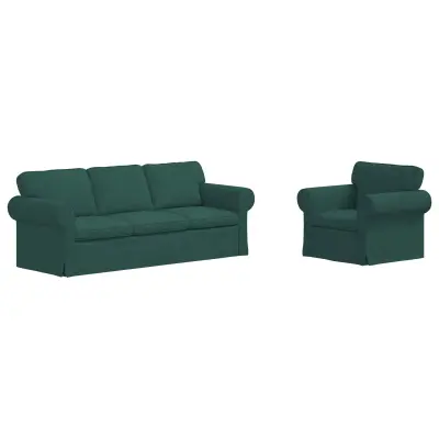 vidaXL Kavč 2 pcs Temno zelena
