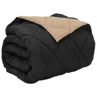 vidaXL Polna celoletna prevleka Črna in taupe 240 x 200 cm Mikrovlakna