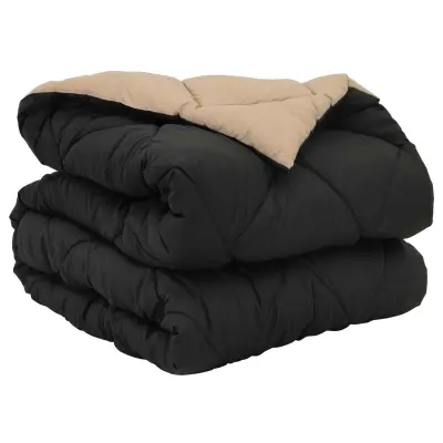 vidaXL Polna celoletna prevleka Črna in taupe 200 x 155 cm Mikrovlakna