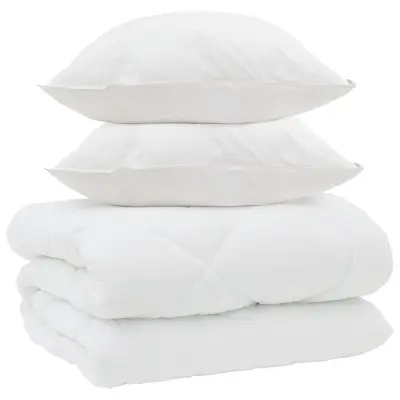 vidaXL Zimska posteljnina z blazino 3 pcs Bela Mikrovlakna