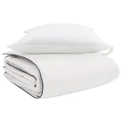 vidaXL Zimska posteljnina z blazino 2 pcs Bela Perje