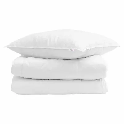 vidaXL Zimska posteljnina z blazino 2 pcs Bela Perje