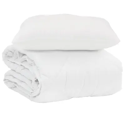 vidaXL Poletna odeja z blazino 2 pcs Bela Mikrovlakna