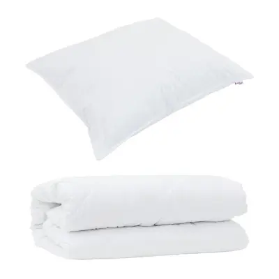 vidaXL Komplet odej z blazino 2 pcs Bela Mikrofibra