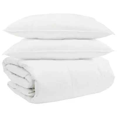 vidaXL Komplet odej z blazino 3 pcs Bela Perje