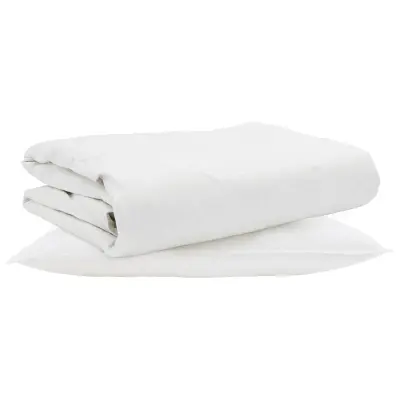 vidaXL Poletna odeja z blazino 2 pcs Bela Perje