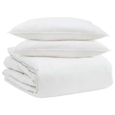 vidaXL Komplet odej z blazino 3 pcs Bela Perje