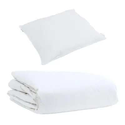vidaXL Poletna odeja z blazino 2 pcs Bela Perje