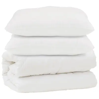 vidaXL Odeja z blazino 3 pcs Bela Mikrofibra