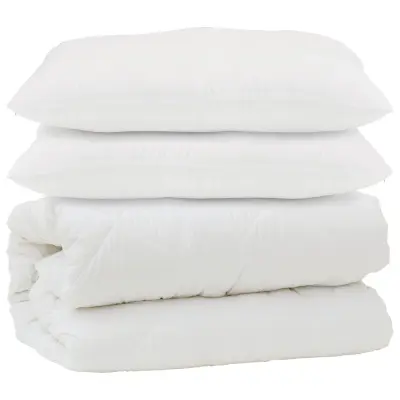 vidaXL Odeja z blazino 3 pcs Bela Mikrofibra