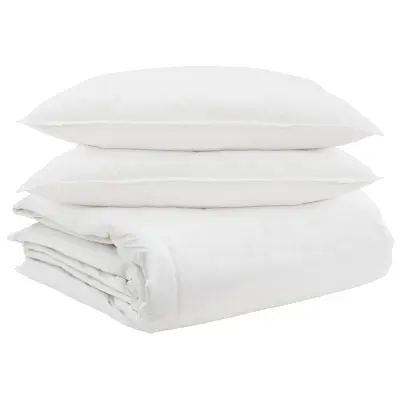 vidaXL Komplet odej z blazino 3 pcs Bela Perje
