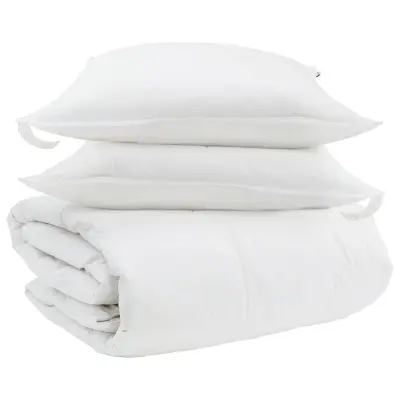 vidaXL Komplet odej z blazino 3 pcs Bela Perje