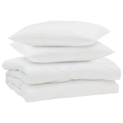 vidaXL Poletna odeja z blazino 3 pcs Bela Mikrofibra