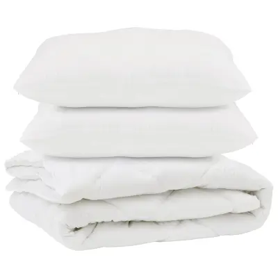 vidaXL Odeja z blazino 3 pcs Bela Mikrovlakna