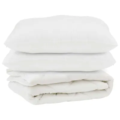 vidaXL Odeja z blazino 3 pcs Bela Mikrovlakna