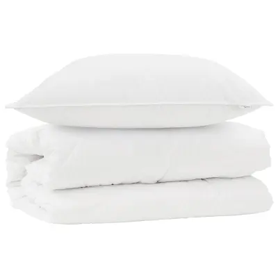 vidaXL Komplet odej z blazino 2 pcs Bela Mikrofibra