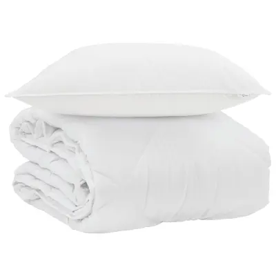 vidaXL Poletna odeja z blazino 2 pcs Bela Mikrovlakna