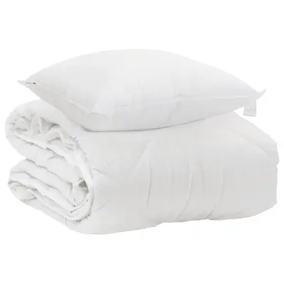 vidaXL Celosezonski pokrivalo z blazino 2 pcs Bela Mikrovlakna