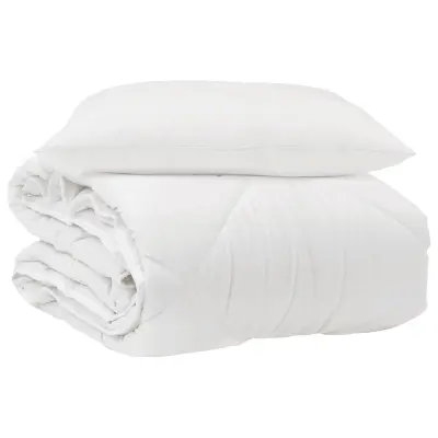 vidaXL Celosezonski pokrivalo z blazino 2 pcs Bela Mikrovlakna