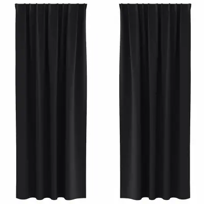 vidaXL Zavese za zatemnitev z obroči 2 pcs Črna 260 x 140 cm Poliester