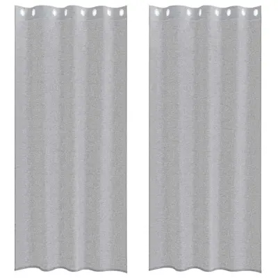 vidaXL Voile zavesa z zavesami 2 pcs Temno siva 225 x 140 cm Poliester