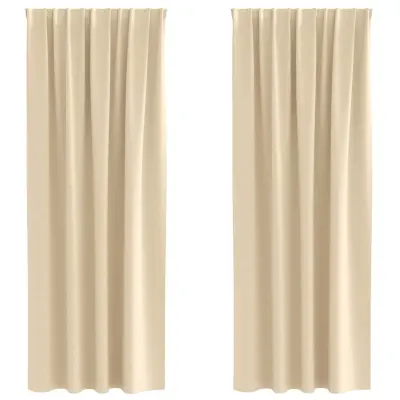 vidaXL Zavese za zatemnitev z obroči 2 pcs krema 245 x 140 cm