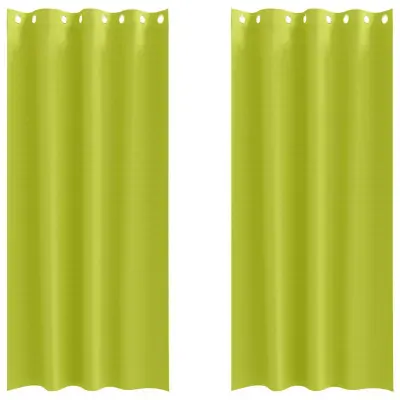 vidaXL Zavese za zatemnitev z obroči 2 pcs Zelena 260 x 140 cm