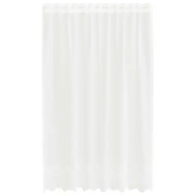 vidaXL Čipkasta Zavesa z zavesami Bela 180 x 150 cm Poliester