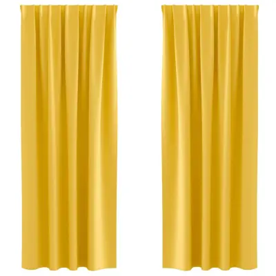 vidaXL Zavese za zatemnitev z obroči 2 pcs Gorčična rumena