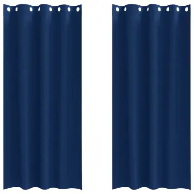 vidaXL Zavese za zatemnitev z obroči 2 pcs Temno modra 260 x 140 cm