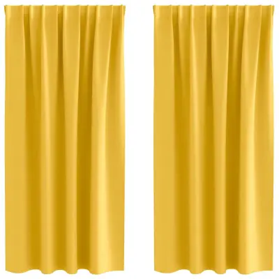 vidaXL Zavese za zatemnitev z obroči 2 pcs Gorčična rumena