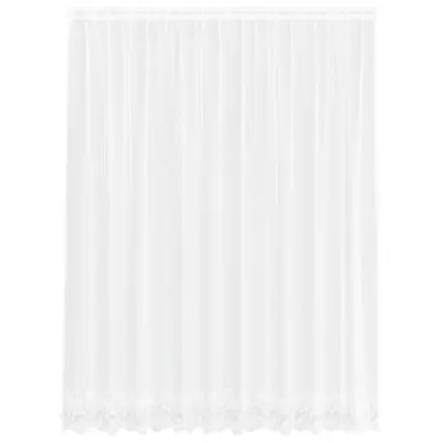 vidaXL Čipkasta Zavesa z zavesami Bela 200 x 300 cm Poliester