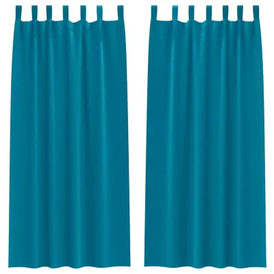 vidaXL Zavese za zatemnitev z obroči 2 pcs Turkizna 225 x 140 cm