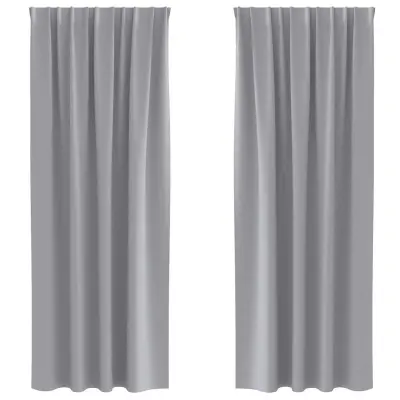 vidaXL Zavese za zatemnitev z obroči 2 pcs Svetlo siva 245 x 140 cm