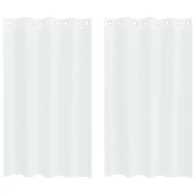 vidaXL Voile zavesa z zavesami 2 pcs Bela 175 x 140 cm Poliester