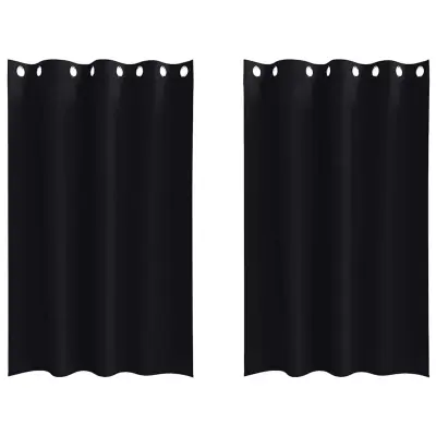 vidaXL Zavese za zatemnitev z obroči 2 pcs Črna 175 x 140 cm Poliester