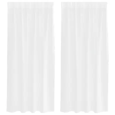 vidaXL Voile zavesa z zavesami 2 pcs Bela 175 x 140 cm Poliester