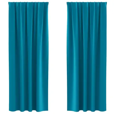 vidaXL Zavese za zatemnitev z obroči 2 pcs Turkizna 245 x 140 cm