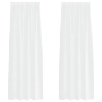vidaXL Voile zavesa z zavesami 2 pcs Bela 245 x 140 cm Poliester