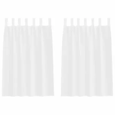 vidaXL Voile zavesa z zavesami 2 pcs Bela 140 x 140 cm Poliester